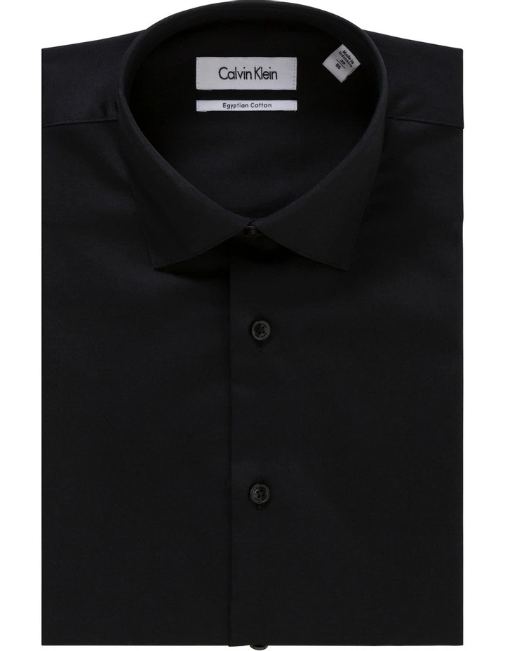 Calvin Klein Solid Long Sleeve Business Shirt Black 3 Calvin Klein Solid Long Sleeve Business Shirt Black