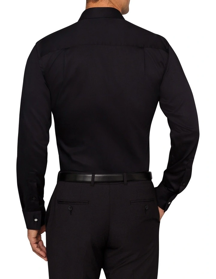 Calvin Klein Solid Long Sleeve Business Shirt Black 4 Calvin Klein Solid Long Sleeve Business Shirt Black - Image 2