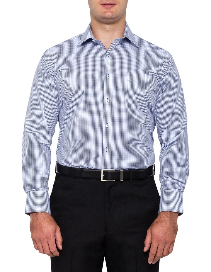 Van Heusen Classic Fit Check Business Long Sleeve Shirt Navy 5 Van Heusen Classic Fit Check Business Long Sleeve Shirt Navy - Image 3