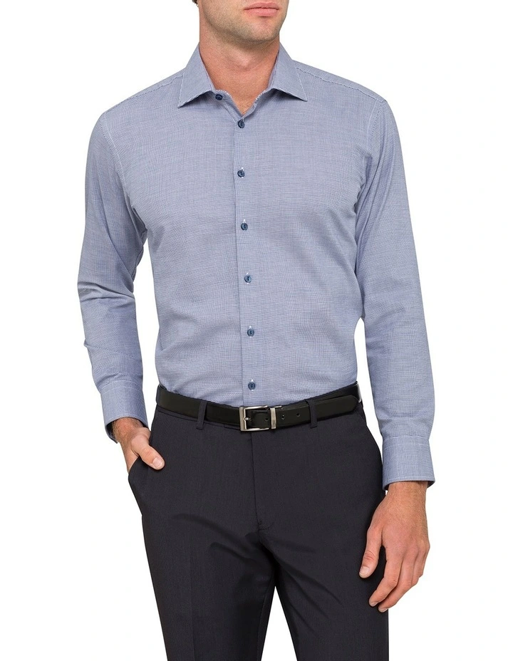 Calvin Klein Navy Check Long Sleeve Business Shirt 4 Calvin Klein Navy Check Long Sleeve Business Shirt - Image 2