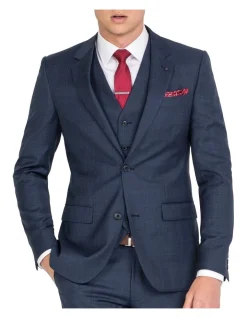 Ferrari Formalwear Unique Soft Blue Tonal Check Jacket Long