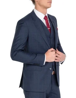 Ferrari Formalwear Unique Soft Blue Tonal Check Jacket Long -Cambridge Clothing shop 543064600 3 720x928