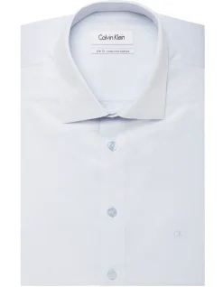 Calvin Klein Diamond Self Dobby Organic Cotton Long Sleeve Business Shirt Blue