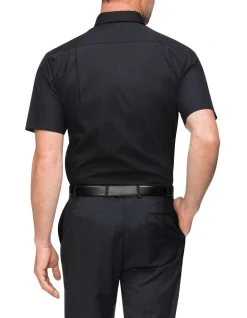 Van Heusen Short Sleeve Business Shirt Black -Cambridge Clothing shop 732318580 3 720x928