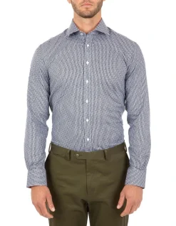 Cambridge Modern Fit Navy Check Carlton Business Shirt FCL246