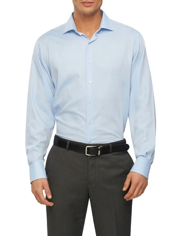 Van Heusen Wash'N'Wear Plain Euro Long Sleeve Business Shirt Blue 3 Van Heusen Wash'N'Wear Plain Euro Long Sleeve Business Shirt Blue