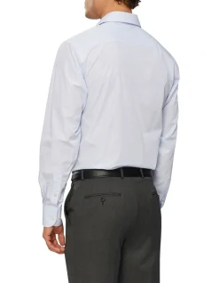Van Heusen Wash'N'Wear Stripe Euro Long Sleeve Business Shirt Aqua Blue -Cambridge Clothing shop 833134870 3 720x928