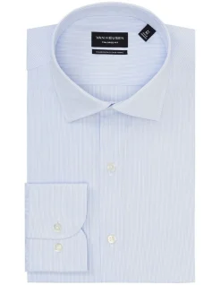 Van Heusen Wash'N'Wear Stripe Euro Long Sleeve Business Shirt Aqua Blue -Cambridge Clothing shop 833134870 4 720x928