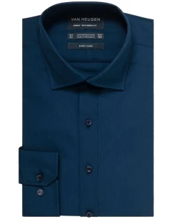 Van Heusen Plain Poplin Long Sleeve Business Shirt Navy -Cambridge Clothing shop 840149200 3 720x928