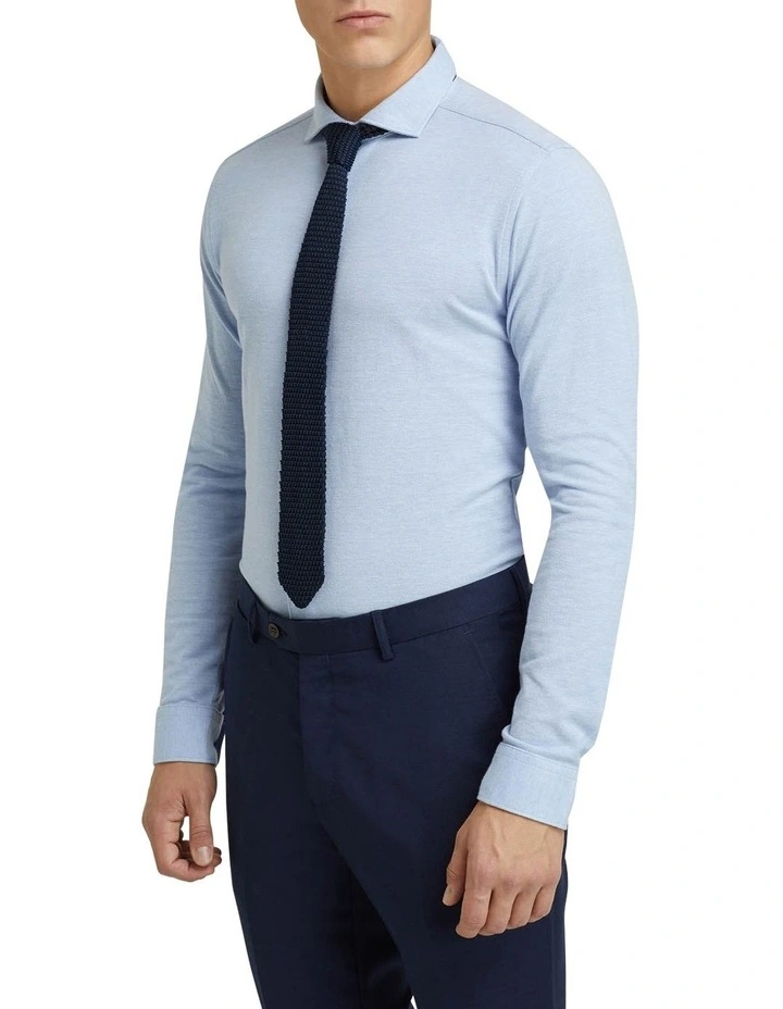 Oxford Pique Knitted Shirt In Sky 4 Oxford Pique Knitted Shirt In Sky - Image 2
