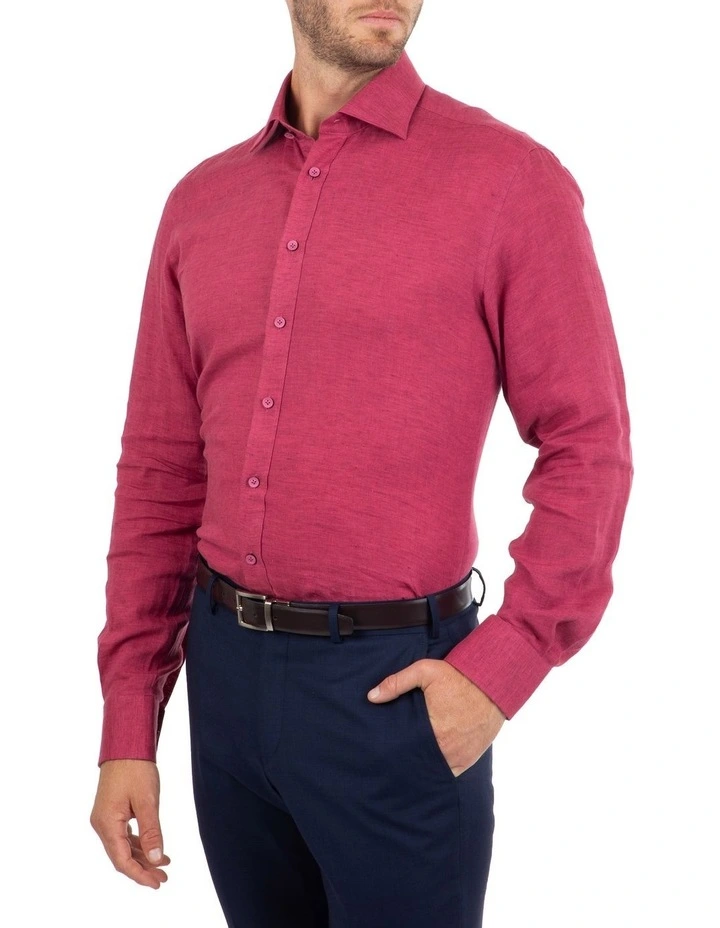 Dom Bagnato Tailored Fit Giorgio Pink Linen Shirt 4 Dom Bagnato Tailored Fit Giorgio Pink Linen Shirt - Image 2