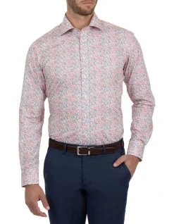 Dom Bagnato Tailored Fit Pink Giorgio Floral Print Shirt FDM461