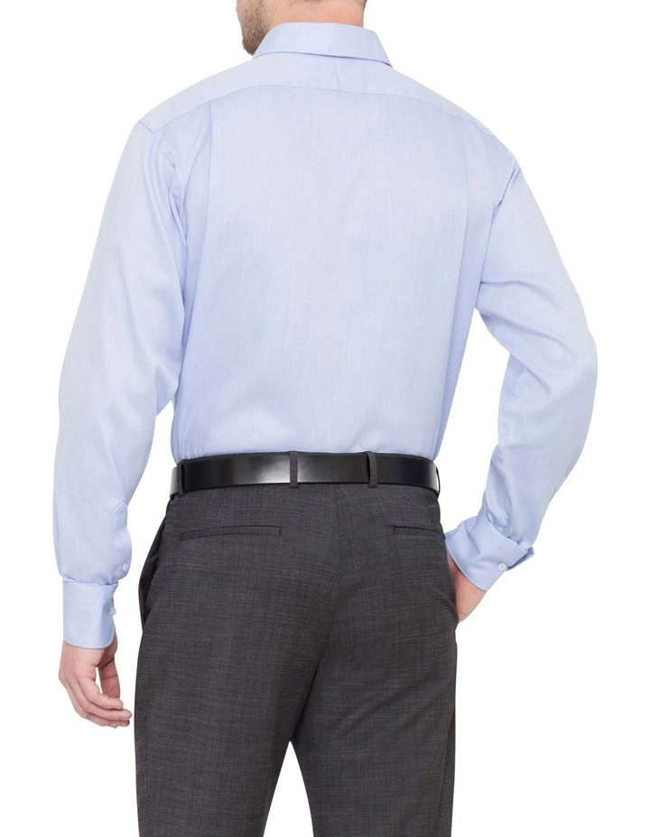 Van Heusen Herringbone Tailored Long Sleeve Business Shirt Blue 4 Van Heusen Herringbone Tailored Long Sleeve Business Shirt Blue - Image 2