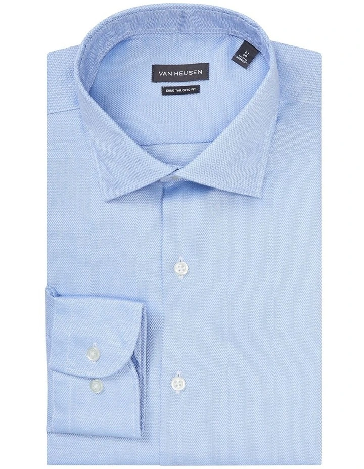 Van Heusen Herringbone Tailored Long Sleeve Business Shirt Blue 6 Van Heusen Herringbone Tailored Long Sleeve Business Shirt Blue - Image 4