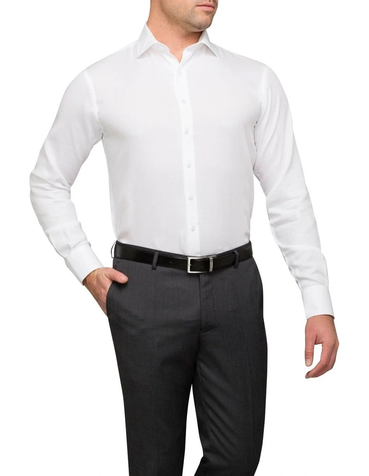 Van Heusen Herringbone Tailored Long Sleeve Business Shirt White 3 Van Heusen Herringbone Tailored Long Sleeve Business Shirt White