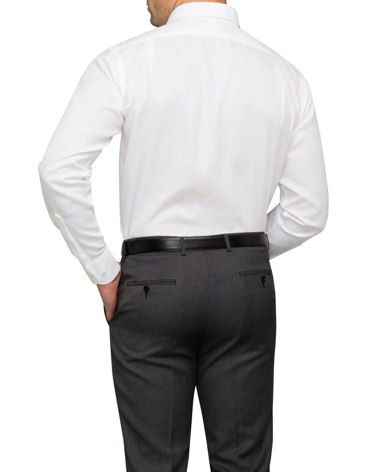 Van Heusen Herringbone Tailored Long Sleeve Business Shirt White 4 Van Heusen Herringbone Tailored Long Sleeve Business Shirt White - Image 2