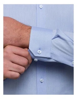 Van Heusen Herringbone Slim Long Sleeve Business Shirt Blue -Cambridge Clothing shop 865998460 3 720x928