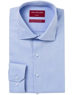 Van Heusen Herringbone Slim Long Sleeve Business Shirt Blue -Cambridge Clothing shop 865998460 4 720x928