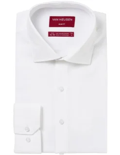 Van Heusen Herringbone Slim Long Sleeve Business Shirt White -Cambridge Clothing shop 865998550 4 720x928