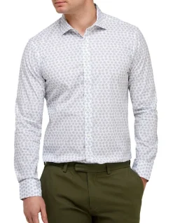 Brooksfield Leaf Print Reg Fit Business Shirt