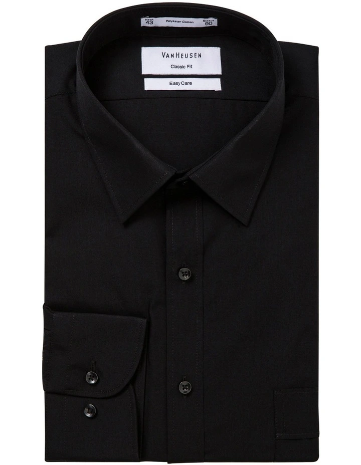 Van Heusen Cotton Long Sleeve Business Shirt Black 3 Van Heusen Cotton Long Sleeve Business Shirt Black