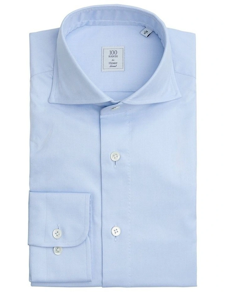 Henry Sartorial X 100 Hands Twill Shirt Sky Blue 6 Henry Sartorial X 100 Hands Twill Shirt Sky Blue - Image 4