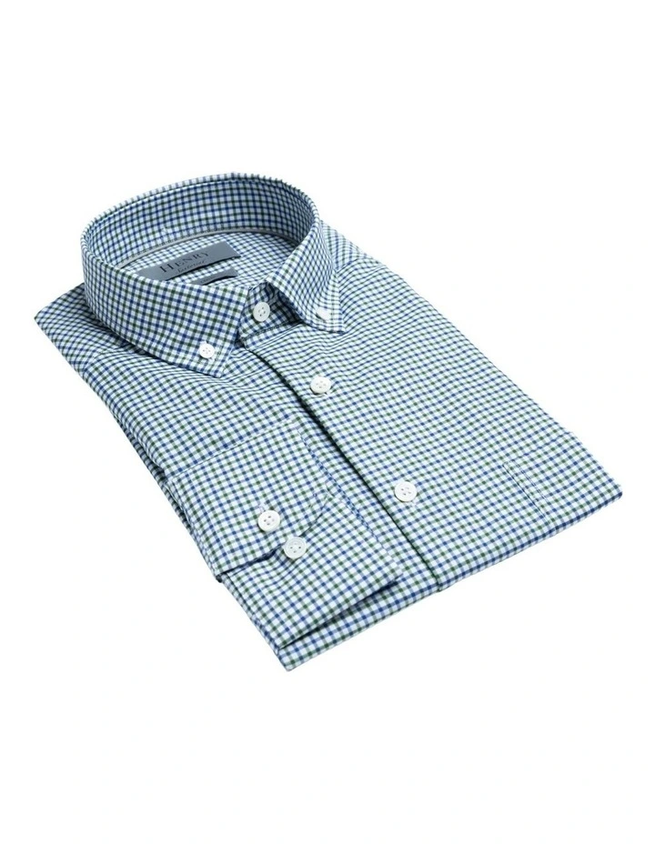 Henry Sartorial Gingham Shirt Green Navy 8 Henry Sartorial Gingham Shirt Green Navy - Image 6