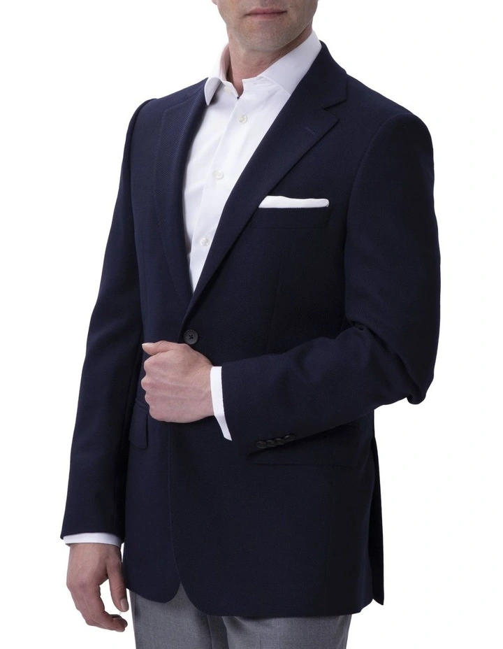 Henry Sartorial London Notch Lapel High Twist Travel Blazer Indigo 6 Henry Sartorial London Notch Lapel High Twist Travel Blazer Indigo - Image 4