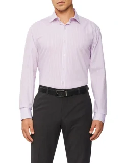 Van Heusen Slim Long Sleeve Wide Stripe Business Shirt Purist Lilac