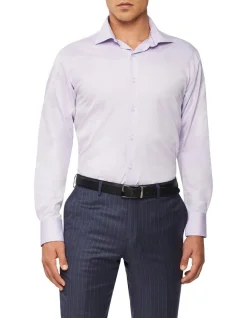 Van Heusen Black Label Tailored Long Sleeve Plain Twill Business Shirt Lilac