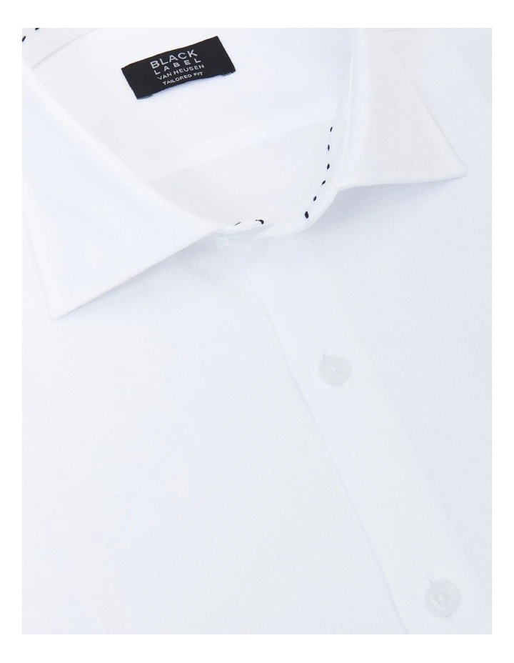 Van Heusen Black Label Tailored Long Sleeve Plain Herringbone Business Shirt White 4 Van Heusen Black Label Tailored Long Sleeve Plain Herringbone Business Shirt White - Image 2