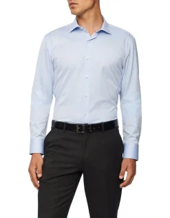Van Heusen Black Label Slim Long Sleeve Plain Dobby Business Shirt Sky