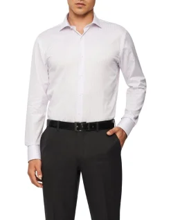 Van Heusen Black Label Slim Long Sleeve Wide Stripe Business Shirt Lilac