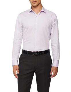 Van Heusen Black Label Slim Long Sleeve Mid Check Business Shirt Lilac