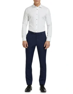 Oxford Stretch Travel Shirt With Charcoal Button In White -Cambridge Clothing shop 890751070 5 720x928