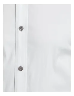 Oxford Stretch Travel Shirt With Charcoal Button In White -Cambridge Clothing shop 890751070 6 720x928