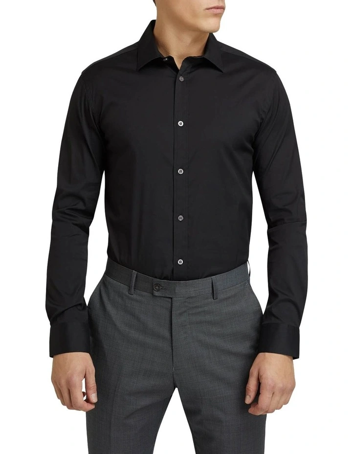 Oxford Black Stretch Travel Shirt In Black 3 Oxford Black Stretch Travel Shirt In Black