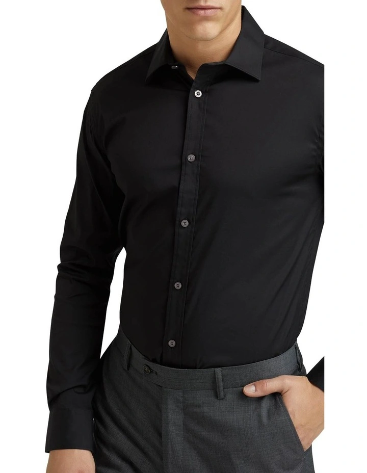 Oxford Black Stretch Travel Shirt In Black 6 Oxford Black Stretch Travel Shirt In Black - Image 4