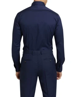 Oxford Navy Stretch Travel Shirt In Navy 11 Oxford Navy Stretch Travel Shirt In Navy -Cambridge Clothing shop 890751430 3 720x928