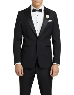 Oxford Peak Lapel Dinner Suit Jacket Black