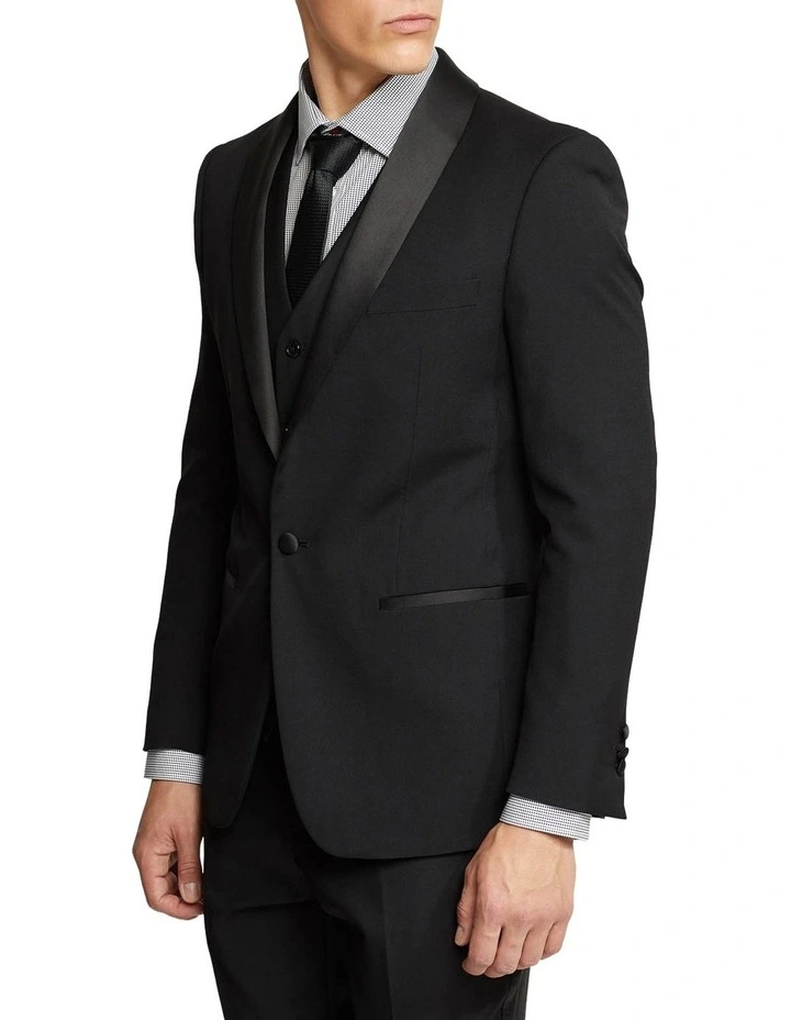 Oxford Dinner Suit Jacket With Shawl Neck In Black 3 Oxford Dinner Suit Jacket With Shawl Neck In Black - Image 2