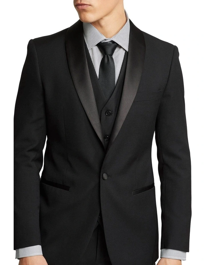 Oxford Dinner Suit Jacket With Shawl Neck In Black 8 Oxford Dinner Suit Jacket With Shawl Neck In Black - Image 7