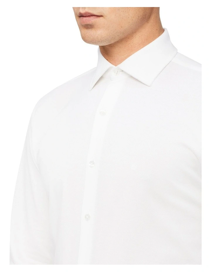 Calvin Klein Slim Long Sleeve Knitted Business Shirt White 4 Calvin Klein Slim Long Sleeve Knitted Business Shirt White - Image 2