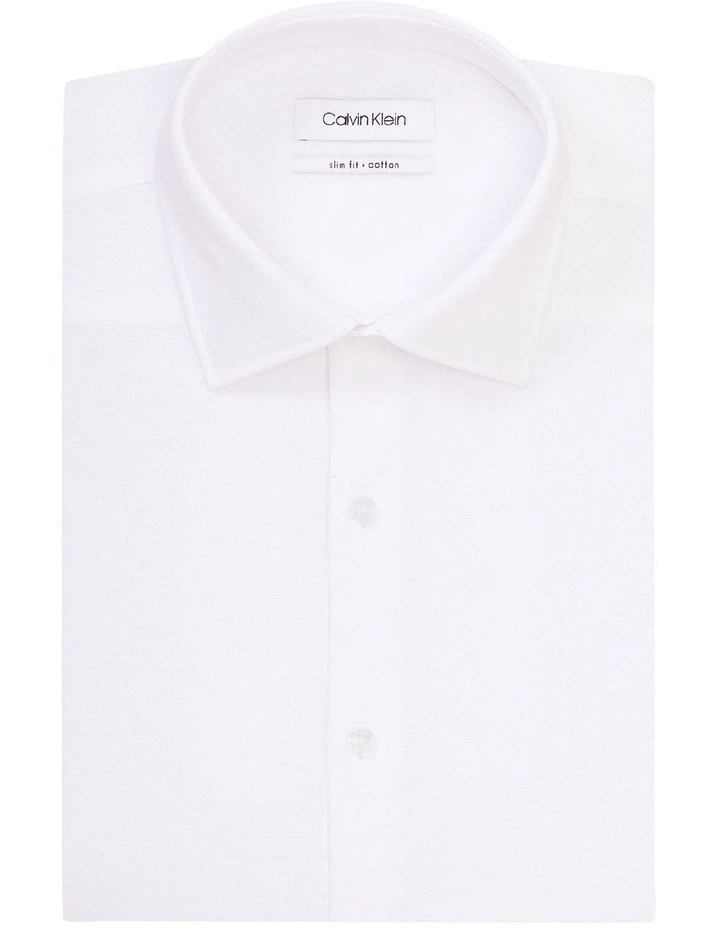 Calvin Klein Slim Long Sleeve Knitted Business Shirt White 5 Calvin Klein Slim Long Sleeve Knitted Business Shirt White - Image 3