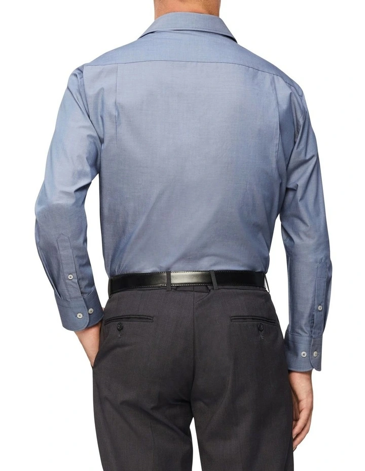 Van Heusen Classic Long Sleeve Plain Poplin Business Shirt Vintage Blue 4 Van Heusen Classic Long Sleeve Plain Poplin Business Shirt Vintage Blue - Image 2