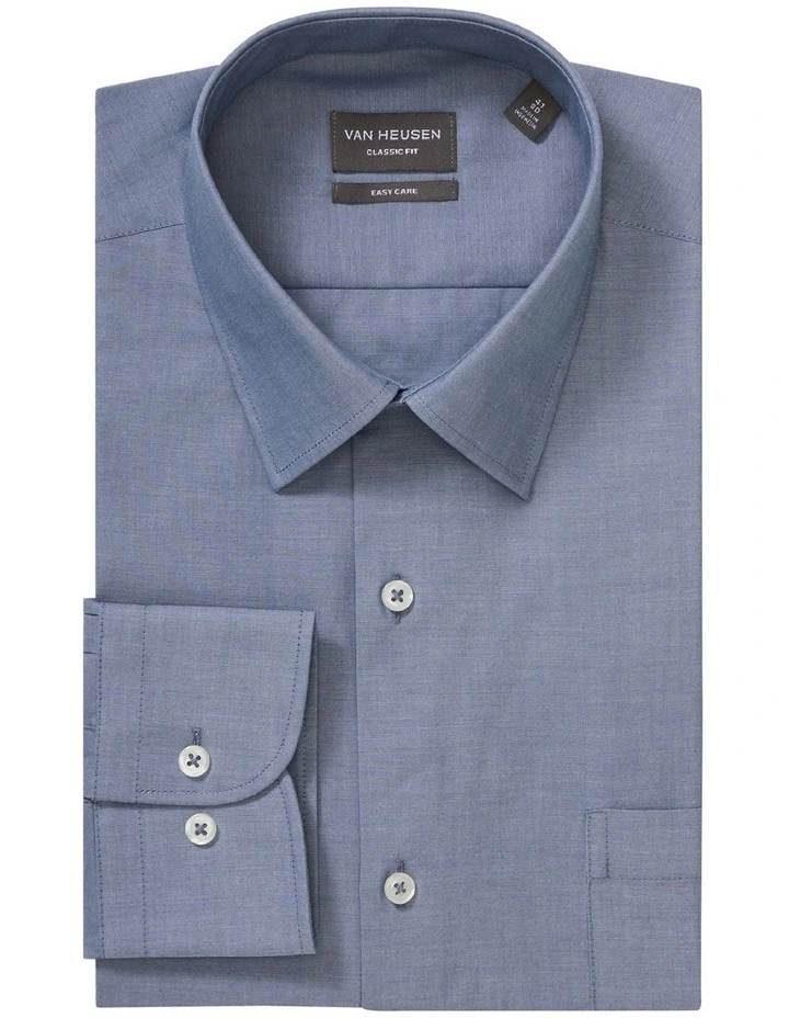 Van Heusen Classic Long Sleeve Plain Poplin Business Shirt Vintage Blue 5 Van Heusen Classic Long Sleeve Plain Poplin Business Shirt Vintage Blue - Image 3