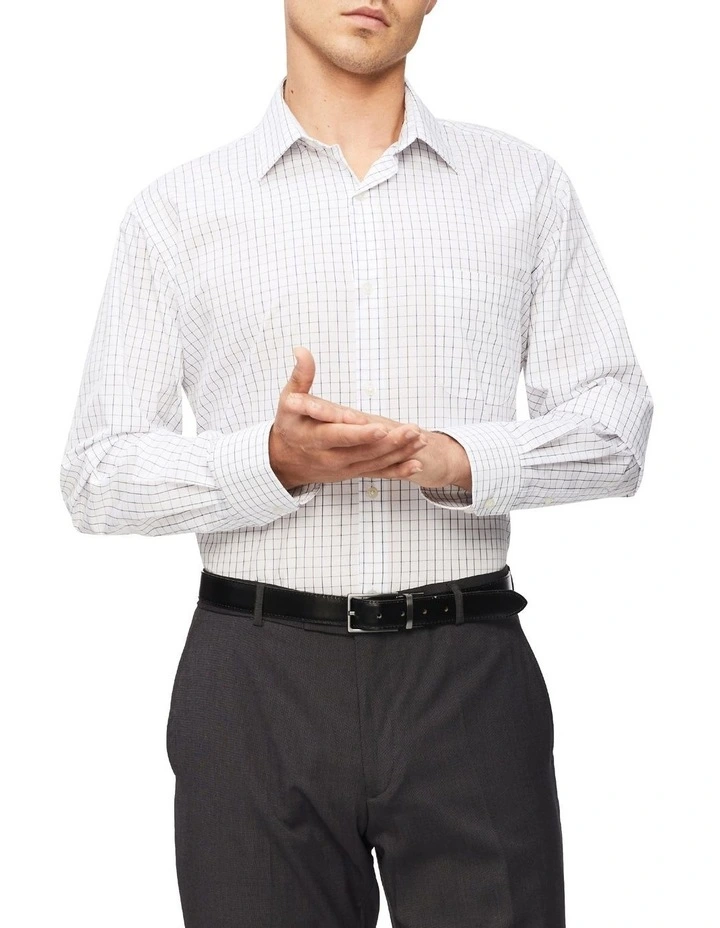 Van Heusen Classic Long Sleeve 2 Colour Check Business Shirt White 3 Van Heusen Classic Long Sleeve 2 Colour Check Business Shirt White