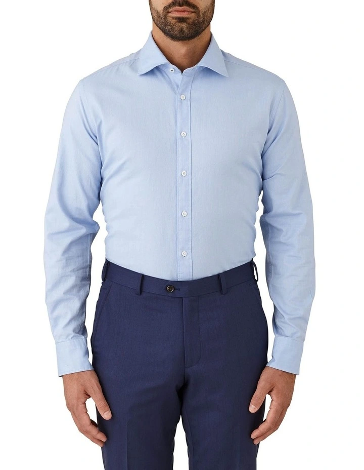 Cambridge Modern Fit Carlton Oxford Weave Long Sleeve Shirt Blue 3 Cambridge Modern Fit Carlton Oxford Weave Long Sleeve Shirt Blue