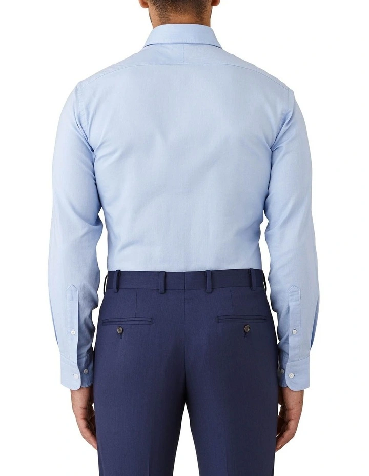 Cambridge Modern Fit Carlton Oxford Weave Long Sleeve Shirt Blue 4 Cambridge Modern Fit Carlton Oxford Weave Long Sleeve Shirt Blue - Image 2