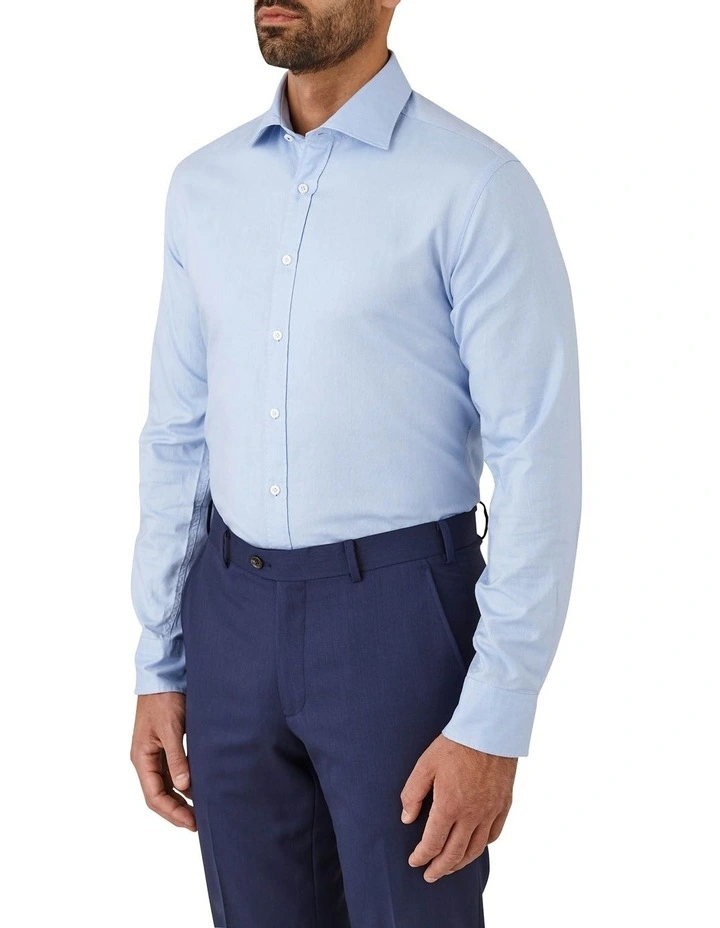 Cambridge Modern Fit Carlton Oxford Weave Long Sleeve Shirt Blue 5 Cambridge Modern Fit Carlton Oxford Weave Long Sleeve Shirt Blue - Image 3